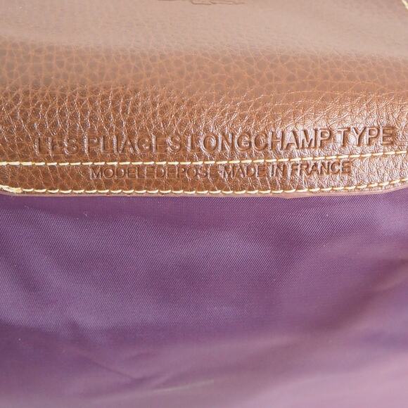 Longchamp Le Pilage Original Nylon Tote Bag Made in France Purple Shoulder Tote - Picture 5 of 16